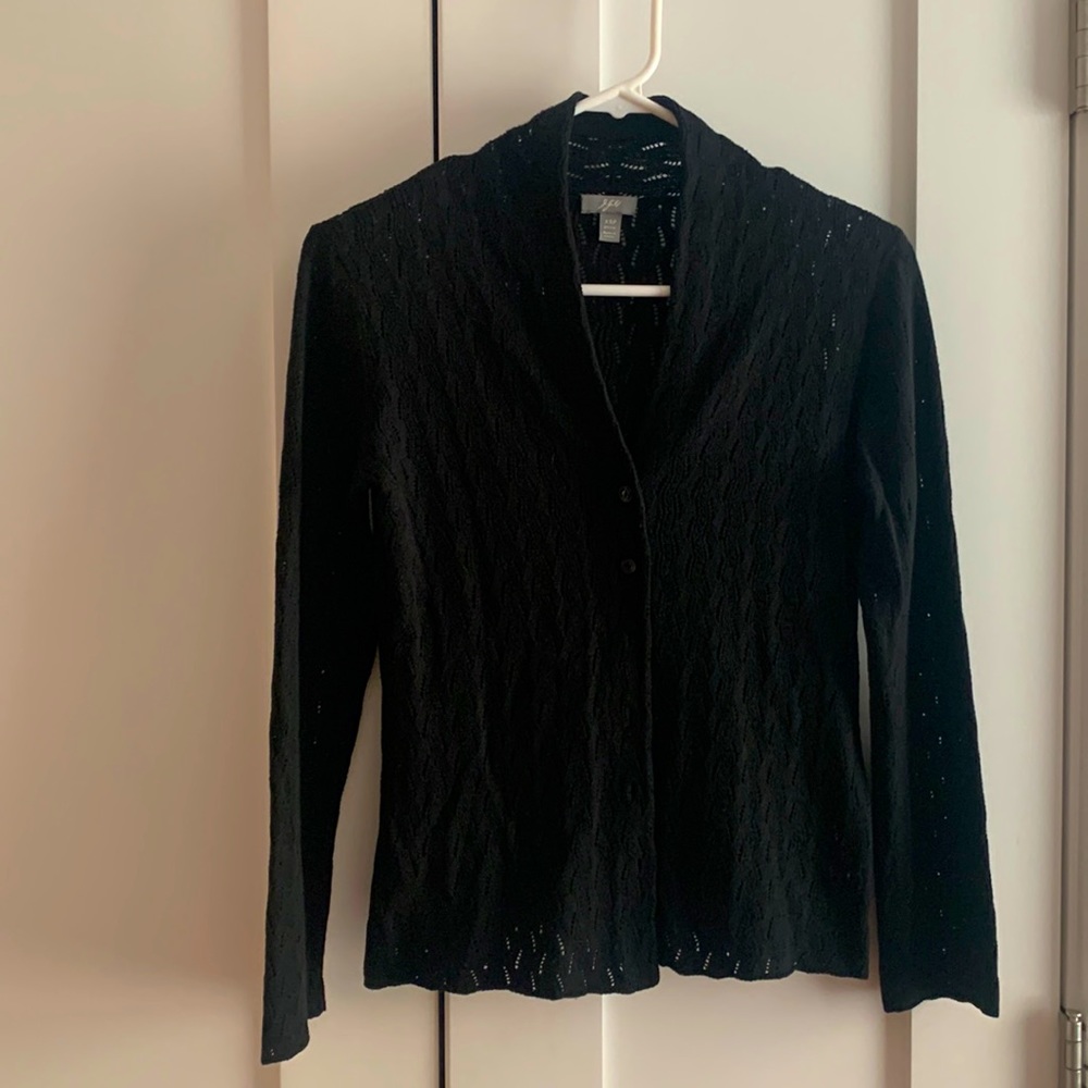 J Jill Eyelet Detail Button Down V-Neck Cardigan, Size XSP